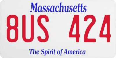 MA license plate 8US424