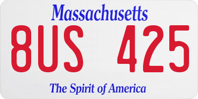 MA license plate 8US425