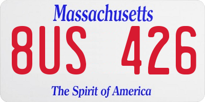 MA license plate 8US426
