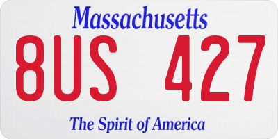 MA license plate 8US427