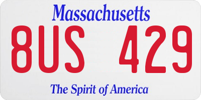 MA license plate 8US429