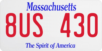MA license plate 8US430