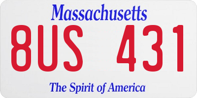 MA license plate 8US431