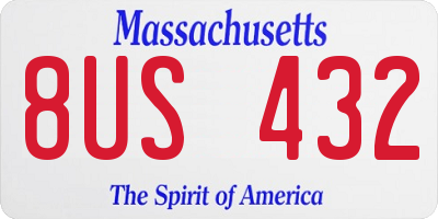 MA license plate 8US432