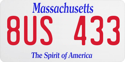 MA license plate 8US433