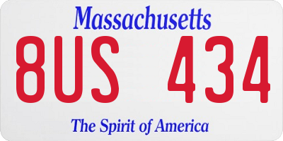 MA license plate 8US434