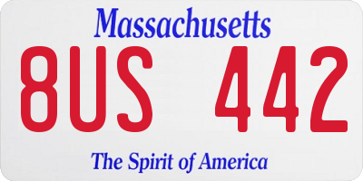 MA license plate 8US442