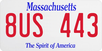 MA license plate 8US443