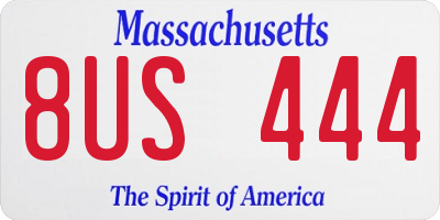 MA license plate 8US444