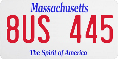 MA license plate 8US445