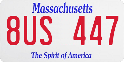 MA license plate 8US447