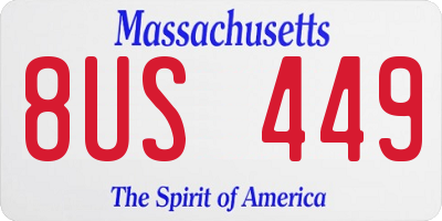 MA license plate 8US449