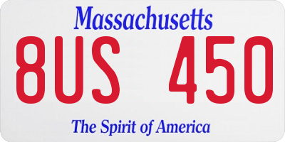 MA license plate 8US450