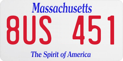 MA license plate 8US451