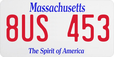 MA license plate 8US453