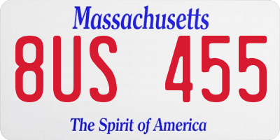 MA license plate 8US455
