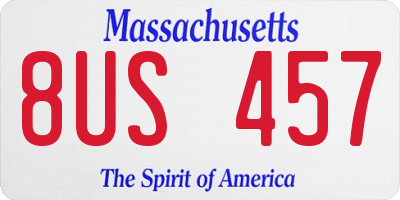 MA license plate 8US457