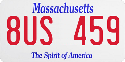 MA license plate 8US459