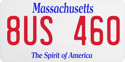 MA license plate 8US460