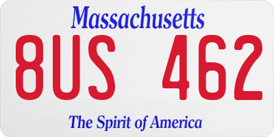 MA license plate 8US462