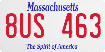 MA license plate 8US463