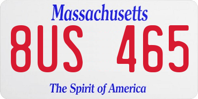 MA license plate 8US465