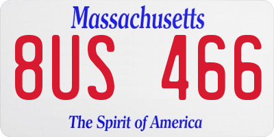 MA license plate 8US466