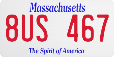 MA license plate 8US467