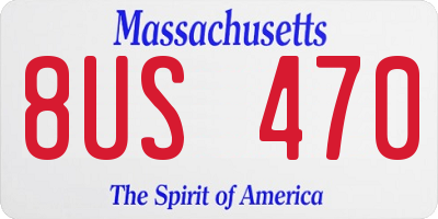 MA license plate 8US470