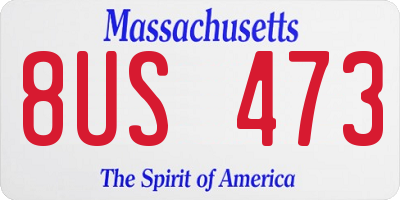 MA license plate 8US473
