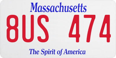 MA license plate 8US474