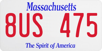 MA license plate 8US475