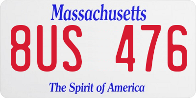MA license plate 8US476