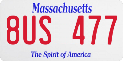 MA license plate 8US477