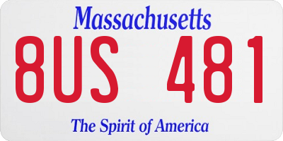 MA license plate 8US481