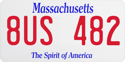 MA license plate 8US482