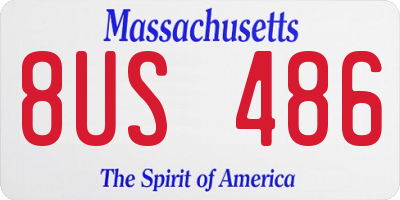 MA license plate 8US486