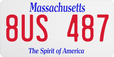 MA license plate 8US487