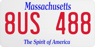 MA license plate 8US488