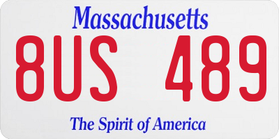 MA license plate 8US489