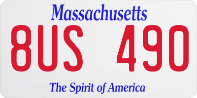 MA license plate 8US490