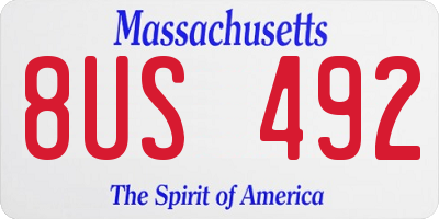 MA license plate 8US492