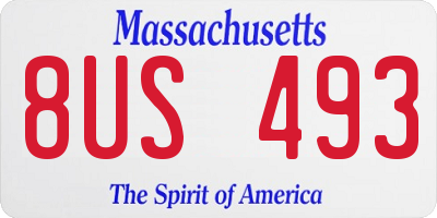 MA license plate 8US493