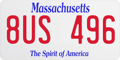 MA license plate 8US496