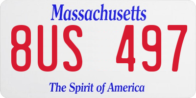 MA license plate 8US497
