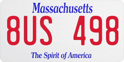MA license plate 8US498