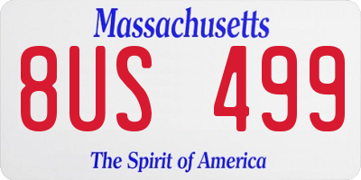 MA license plate 8US499