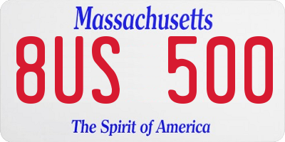 MA license plate 8US500