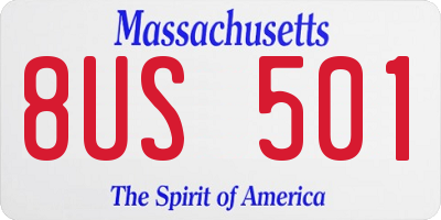 MA license plate 8US501