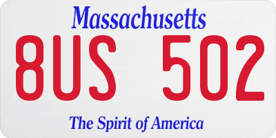 MA license plate 8US502
